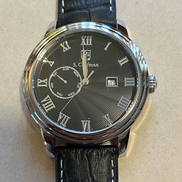 S Coifman SC0387 Watch With 44mm Black Face & Black Leather Band - Picture 2 of 6